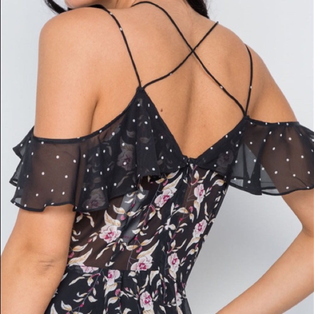 Floral and Polka Dot Boho Midi Dress - Picture 4 of 8